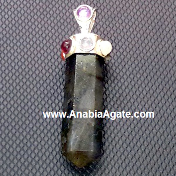 Labradorite Chakra Pencil Pendant - Balanced Energy and Healing Crystal Jewelry