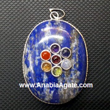 Lapis Lazuli Chakra Oval Pendant - Balance and Harmony