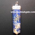 Lapis Lazuli Engraved OM Flat Stick Pendant | Handcrafted Jewelry