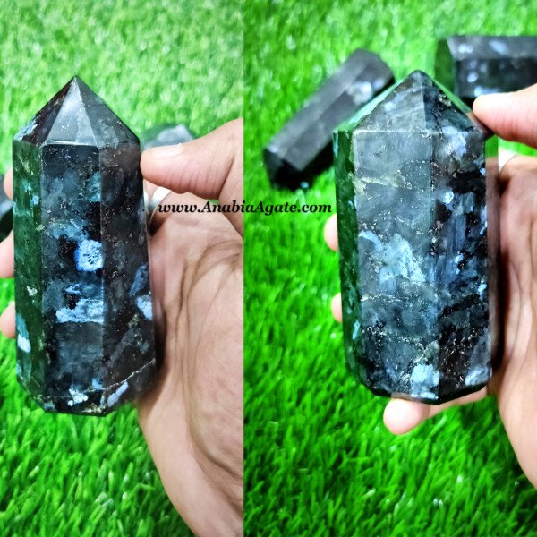 Larvikite Flashy Thick Obelisk | Exquisite Natural Stone Decor