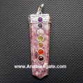 Lepidolite Chakra Flat Stick Pendant - Balancing Energy and Harmony