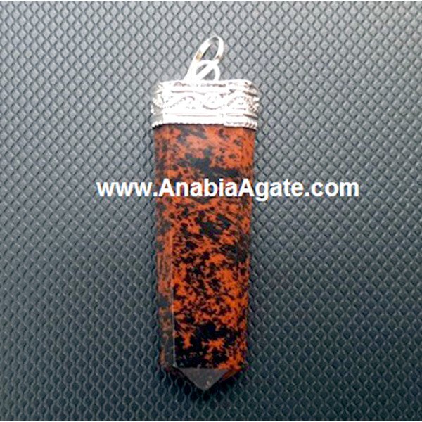 Mahogany Obsidian Flat Stick Pendant - Natural Stone Jewelry Accessory