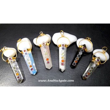 Mix Gemstone Double Point Chakra Pencil Pendant - Balancing Energy Jewelry