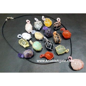Mix Gemstone Netted Tumble Pendants With Cord