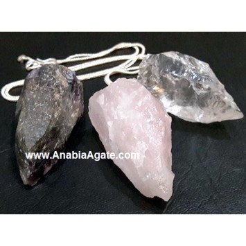 Mix Gemstone Raw Pendant with Silver Chain | Handcrafted Jewelry