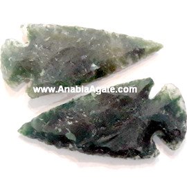 2-Inch Moss Agate Arrowheads - Natural Stone Arrowhead Collection