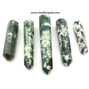 Moss Agate Crystal Obelisk - Natural Healing Gemstone for Home Decor
