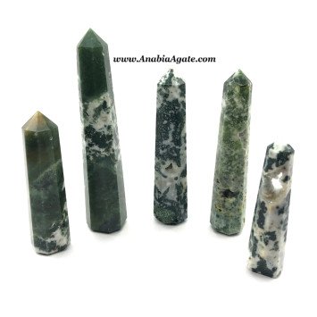 Moss Agate Crystal Obelisk - Natural Healing Gemstone for Home Decor