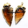 1 Inch Brown Color Electroplated Glass Arrowhead Pendants