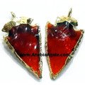 1 Inch Red Electroplated Glass Arrowhead Pendants - Unique Handcrafted Jewelry