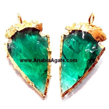 1 Inch Sea Green Electroplated Glass Arrowhead Pendants | Unique Jewelry