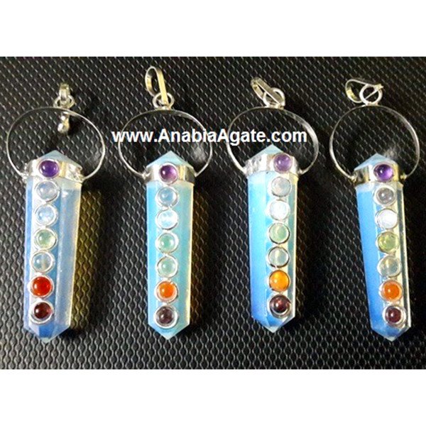 Opalite Double Terminated Chakra Pencil Pendants - Balancing Energy Jewelry