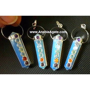 Opalite Double Terminated Chakra Pencil Pendants - Balancing Energy Jewelry