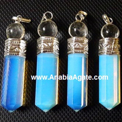 Opalite Pencil Pendant with Crystal Ball | Beautiful Crystal Jewelry