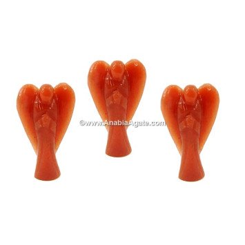 Orange Jade 1 Inch Angels - Handcrafted Gemstone Figurines