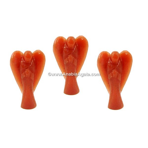 Orange Jade 1 Inch Angels - Handcrafted Gemstone Figurines