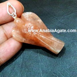Peach Aventurine Angel Pendants - Handcrafted Healing Crystal Jewelry.