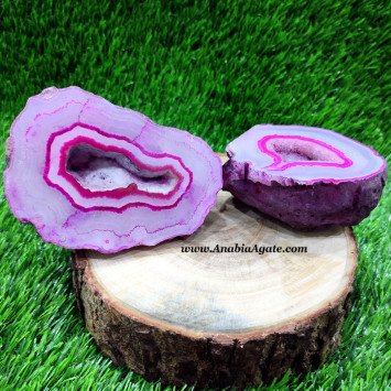 Pink Agate Geode - Natural Crystal Decorative Piece