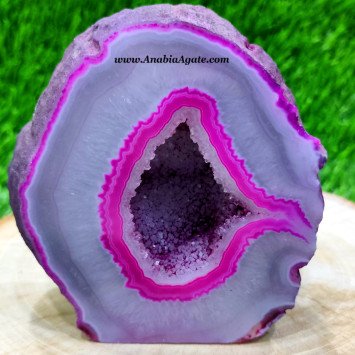 Pink Agate Geode - Natural Crystal Decorative Piece