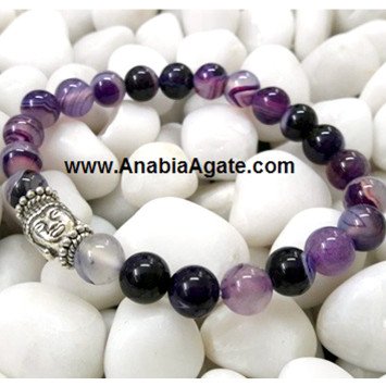Purple Banded Onyx Buddha Bracelet | Spiritual Jewelry
