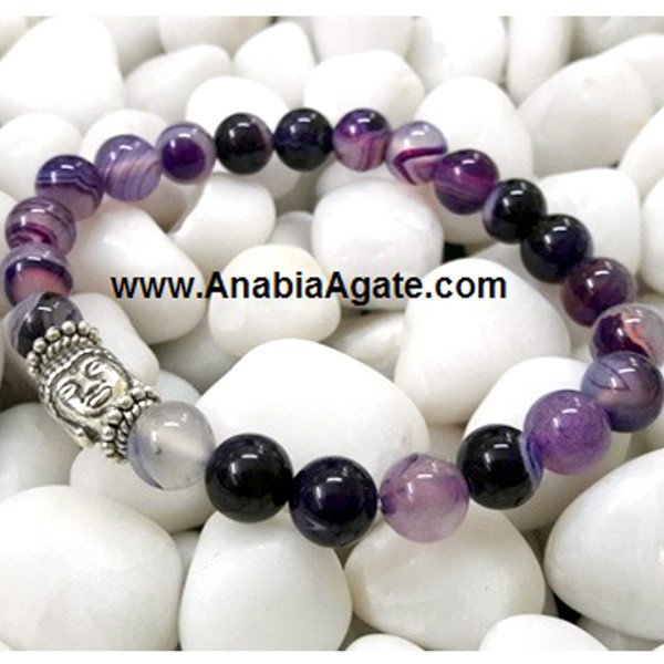 Purple Banded Onyx Buddha Bracelet | Spiritual Jewelry