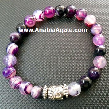 Purple Banded Onyx Buddha Bracelet | Spiritual Jewelry