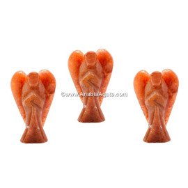 Red Aventurine 1-Inch Angel Figurines - Natural Stone Sculptures