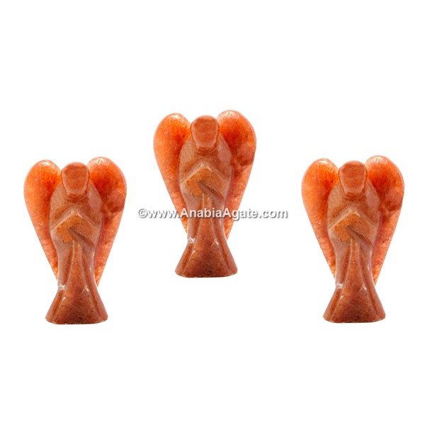 Orange Aventurine 2 Inch Angel Figurines - Handcrafted Crystal Angels