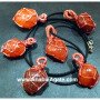 Red Carnelian Netted Tumble Pendants with Cord | Genuine Gemstone Jewelry
