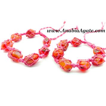 Red Carnelian Red Netted Tumble Bracelet - Handcrafted Gemstone Jewelry