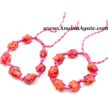 Red Carnelian Red Netted Tumble Bracelet - Handcrafted Gemstone Jewelry
