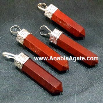 Red Jasper Cap Pencil Pendants | Handcrafted Gemstone Jewelry