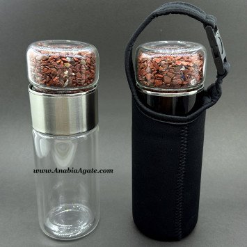Red Jasper Chips Water Bottle - Crystal Infused Hydration