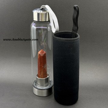 Red Jasper Obelisk Infused Water Bottle | Crystal-Infused Wellness