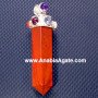 Red Jasper Pencil Pendant with Chakra Cabs - Handcrafted Healing Jewelry