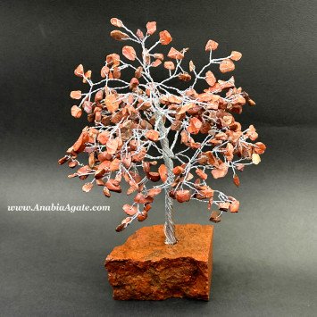 Red Jasper Chips Tree with Raw Stone Base - Natural Healing Crystal Decor