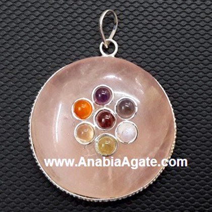 Rose Quartz Chakra Disc Pendant - Wholesale Chakra Jewellery