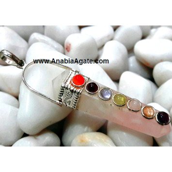 Rose Quartz Double Point Chakra Pencil Pendant - Healing Crystal Jewelry