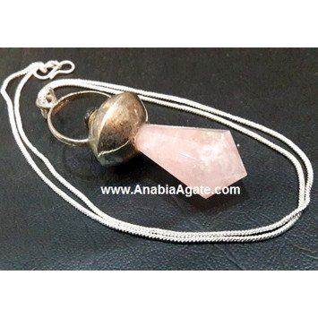 Rose Quartz Pencil Pendant With Chain | Healing Crystal Necklace