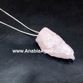 Rose Quartz Raw Pendant with Silver Chain - Handcrafted Healing Crystal Necklace