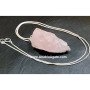 Rose Quartz Raw Pendant with Silver Chain - Handcrafted Healing Crystal Necklace