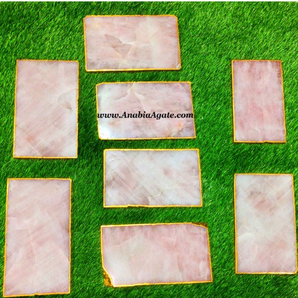 Rose Quartz Electroplated Rectangle Platter