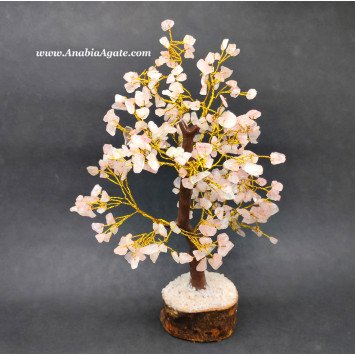 Rose Quartz 300 Beads Tree - Handcrafted Gemstone Tree Decoration