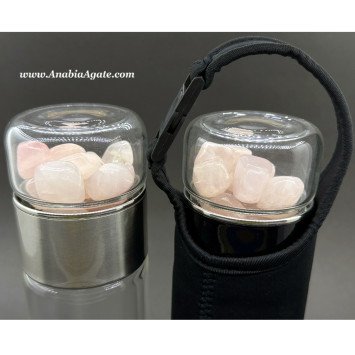 Rose Quartz Tumble Water Bottle - Healing Crystal Infused Hydration