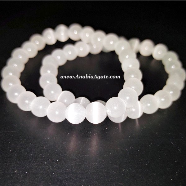 Selenite Beads Elastic Bracelet - Natural Healing Crystal Jewelry