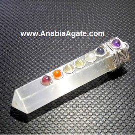 Selenite Chakra Cap Pencil Pendant - Balancing Energy Crystal Necklace