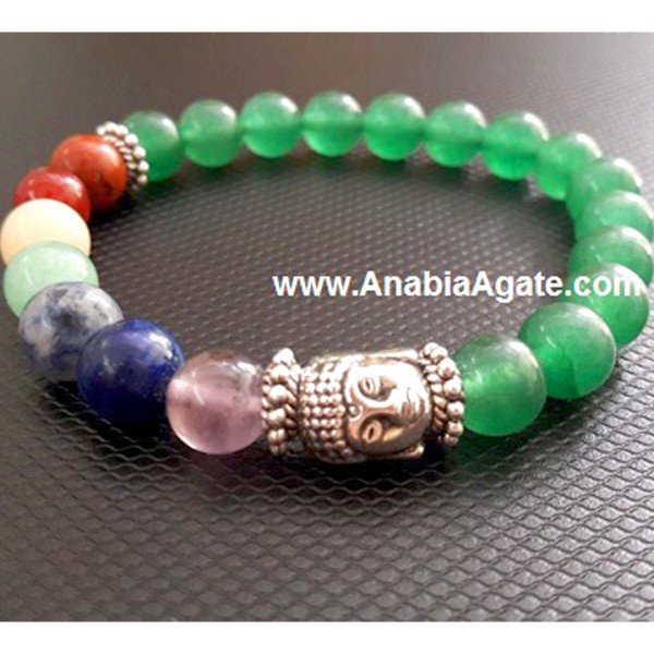 7 Chakra Green Aventurine Buddha Bracelet - Balance Your Energy