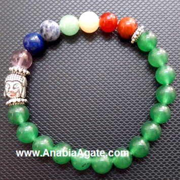 7 Chakra Green Aventurine Buddha Bracelet - Balance Your Energy
