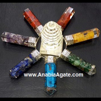 7 Chakra Orgone Pencil Energy Generator with Shree Yantra - Balance Your Chakras