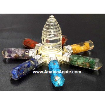 7 Chakra Orgone Pencil Energy Generator with Shree Yantra - Balance Your Chakras